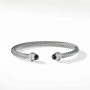 David Yurman Classic Cable Bracelet with Black Onyx and Diamonds, 5mm