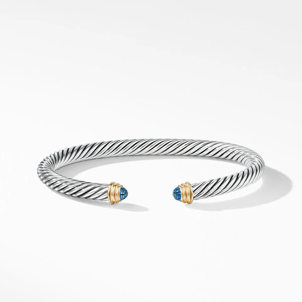 David Yurman Classic Cable Bracelet with Blue Topaz, 5mm