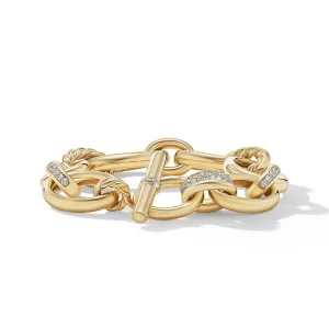 David Yurman Mercer Bracelet in 18K Yellow Gold with Pave Diamonds | Medium