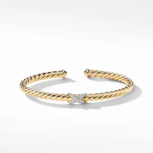 David Yurman X Cablespira Station Bracele with Pave Diamonds, 4mm