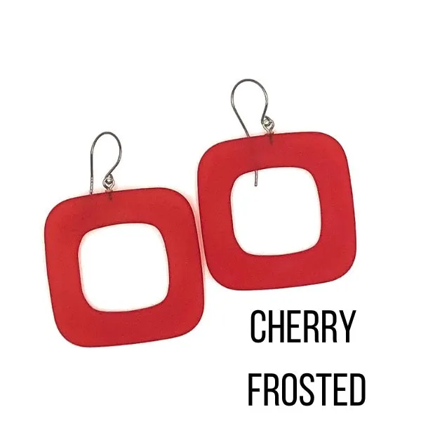 Deco Square Donut Drop Earrings