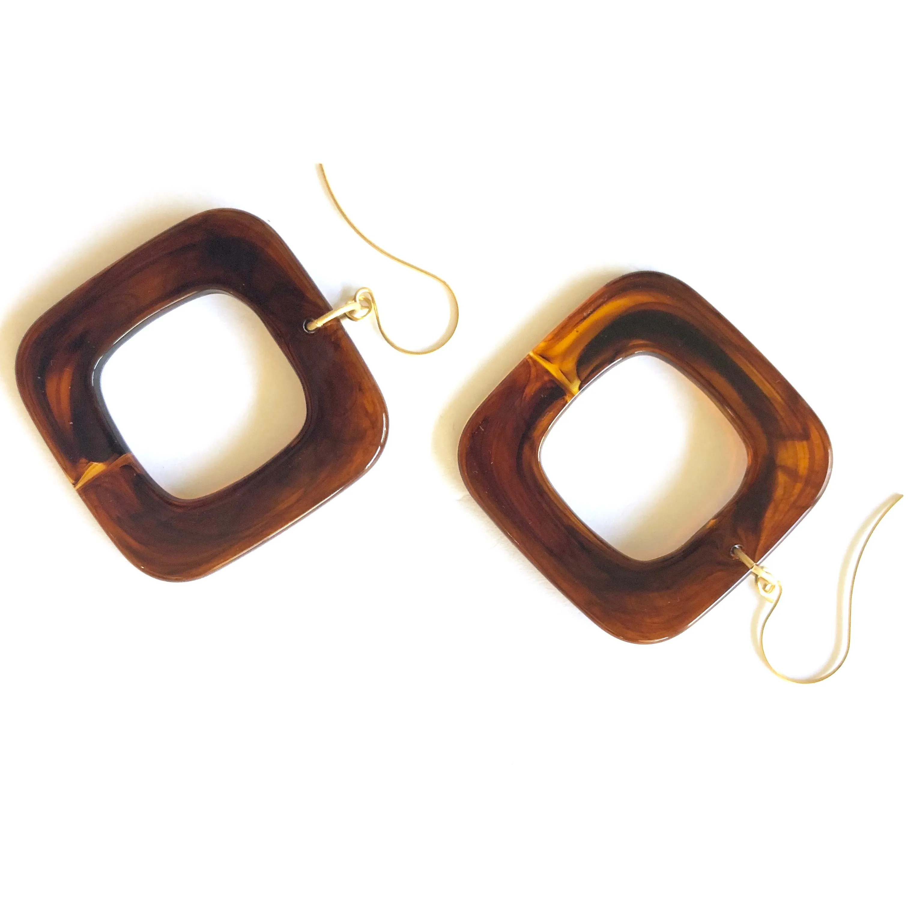 Deco Square Donut Drop Earrings