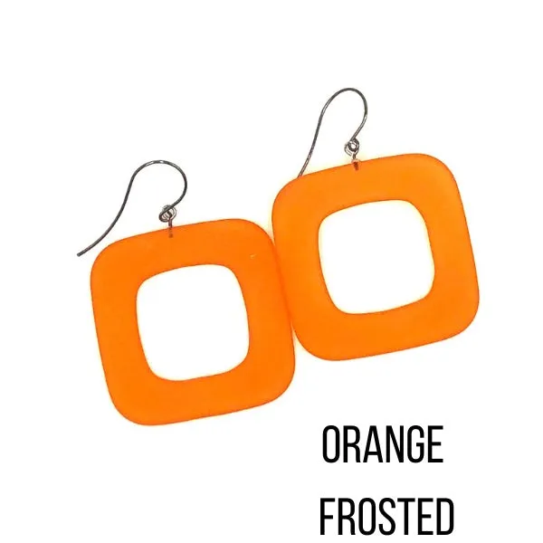 Deco Square Donut Drop Earrings