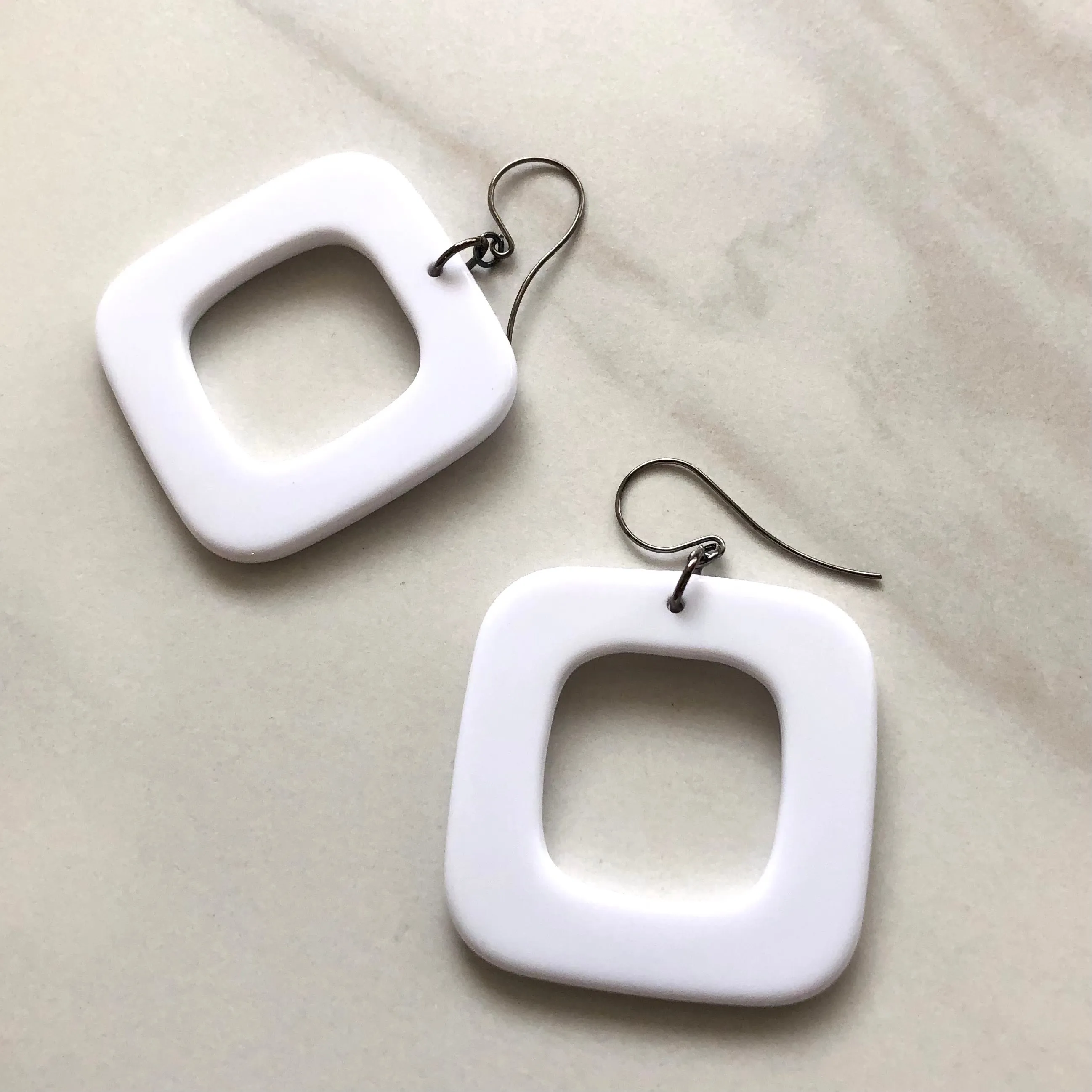 Deco Square Donut Drop Earrings