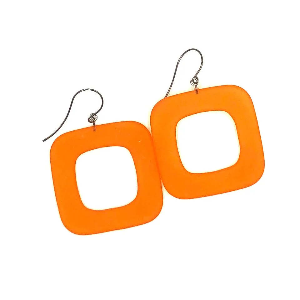 Deco Square Donut Drop Earrings