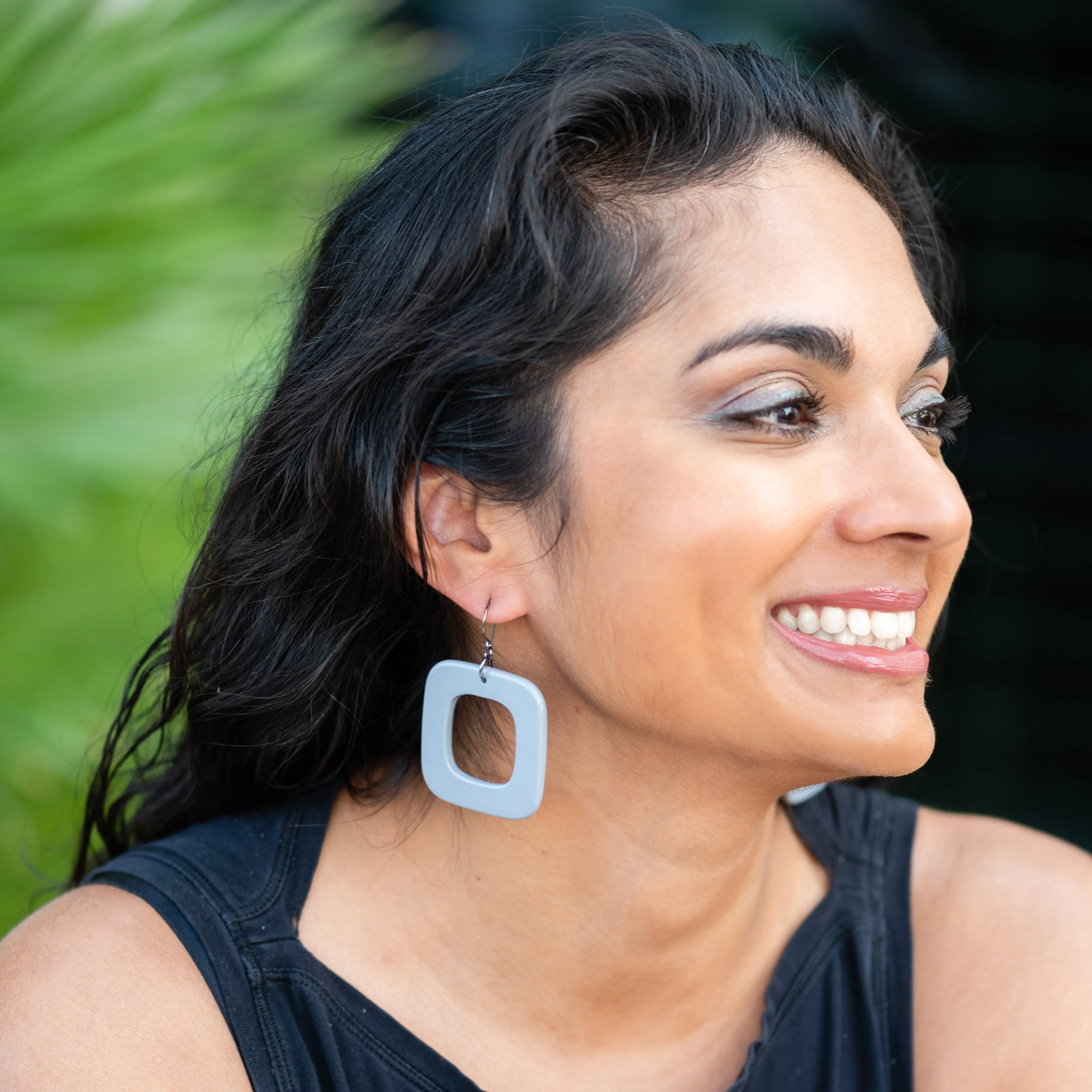 Deco Square Donut Drop Earrings