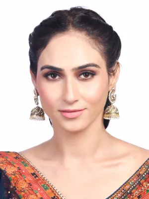 DESI COLOUR Red  Gold-Toned Contemporary Chandbalis