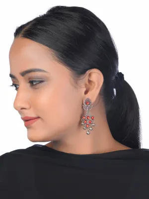 DESI COLOUR Red  Gold-Toned Contemporary Jhumkas