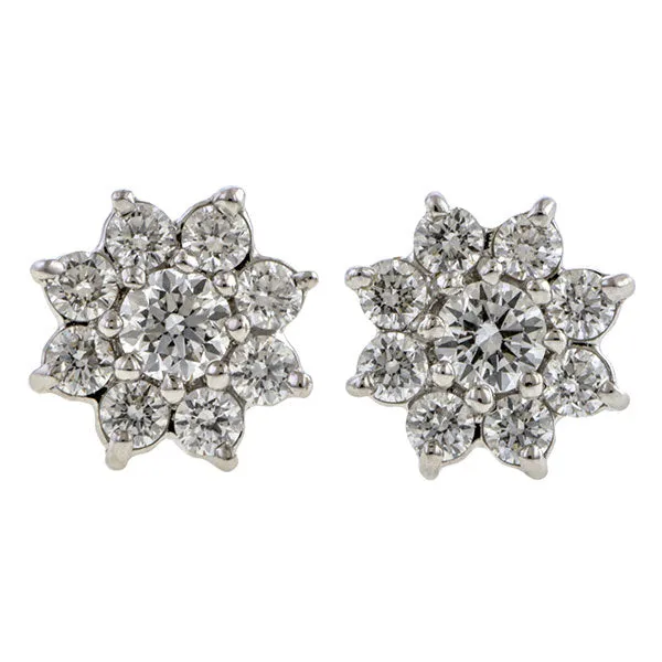 Diamond Cluster Stud Earrings