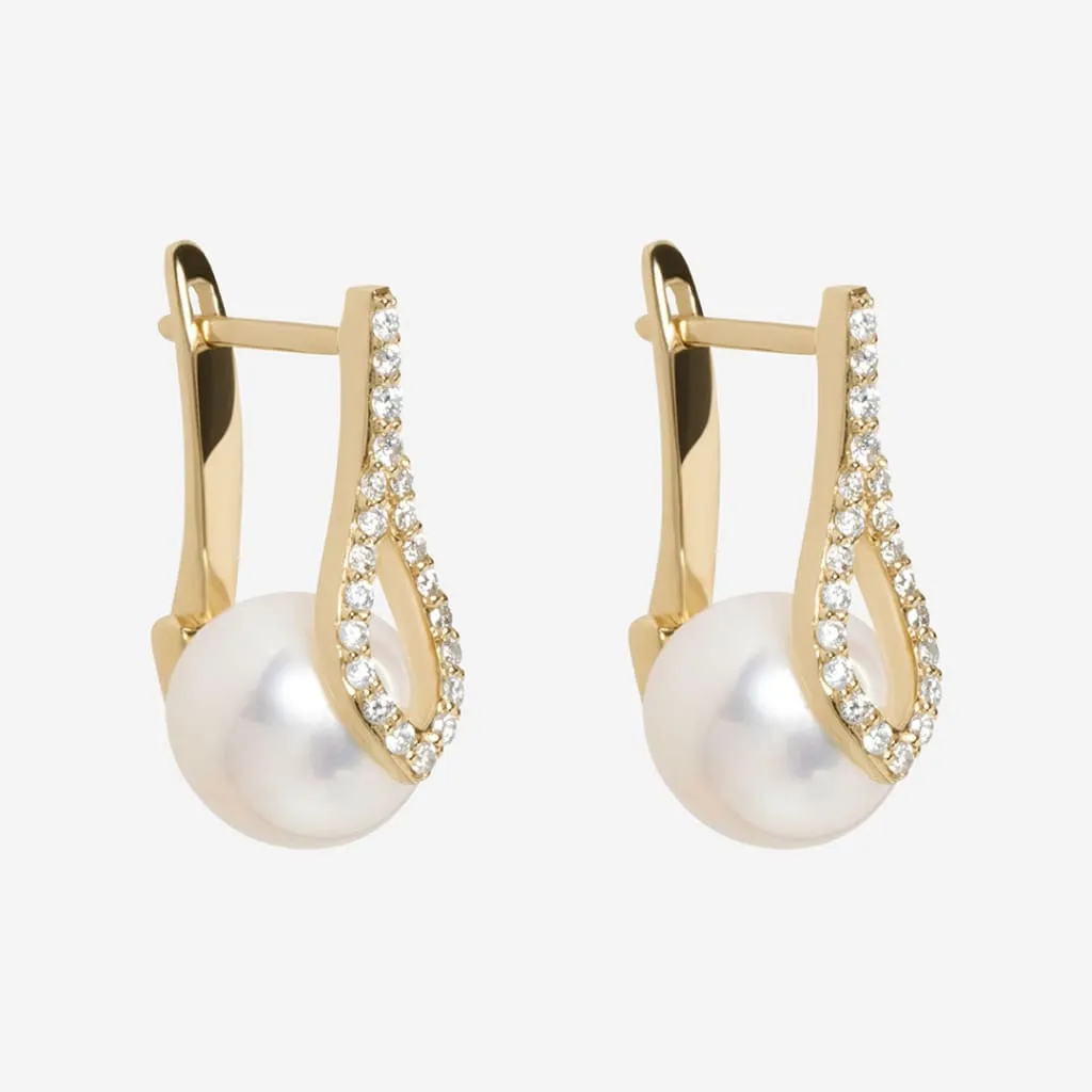 Diamond Pearl Princess Earrings | 10ct Gold