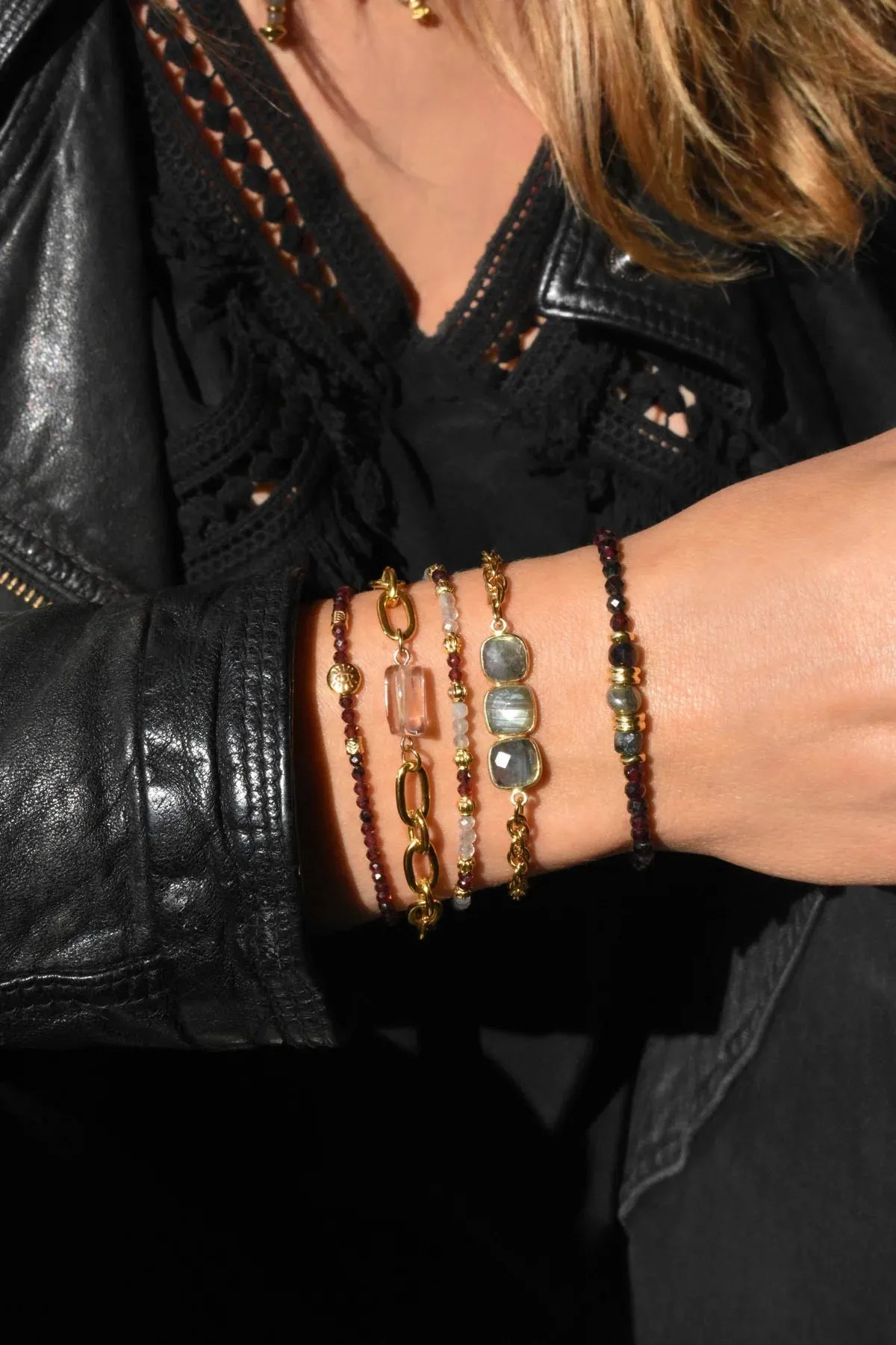 Diopna Labradorite Garnet Bracelet