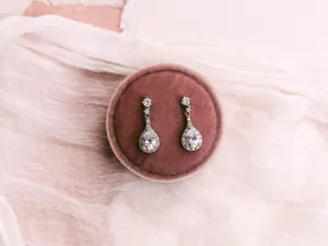 Emily - Petite Teardrop Crystal Bridal Earrings