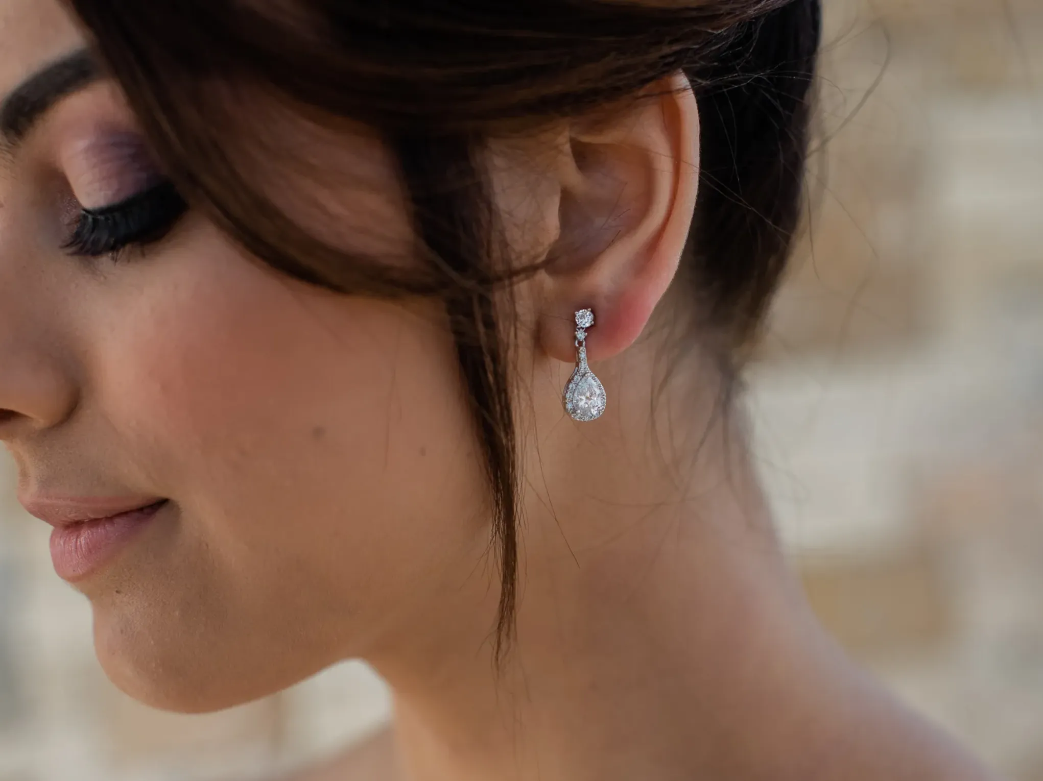 Emily - Petite Teardrop Crystal Bridal Earrings