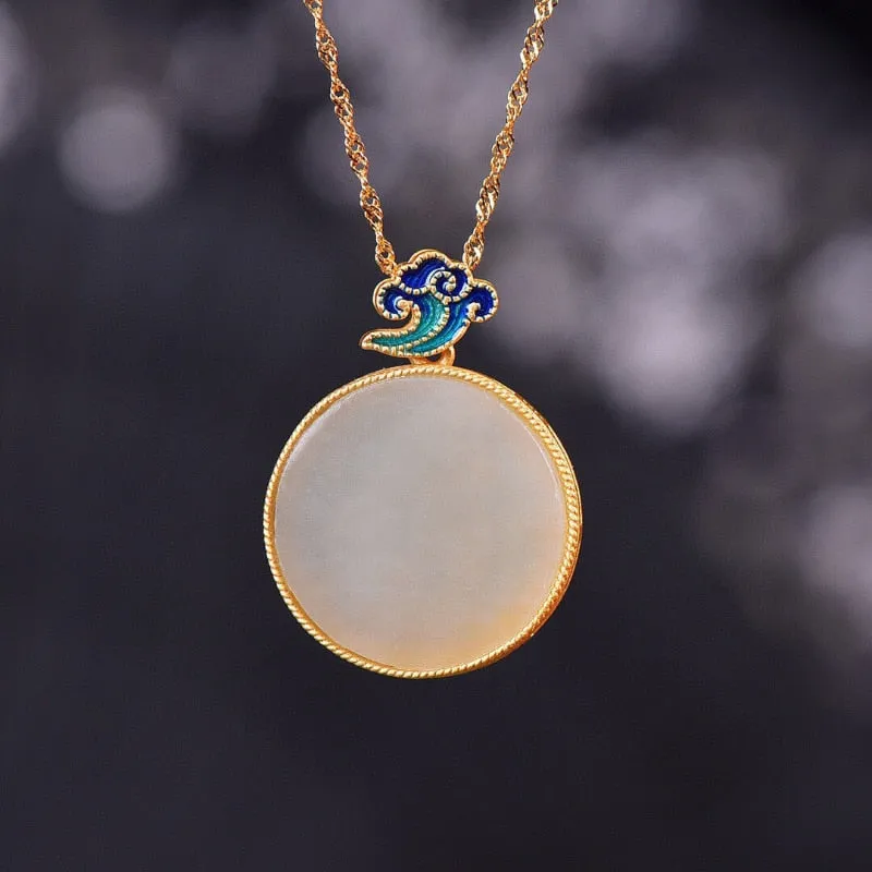 Enamel fish-shaped lotus pendant necklace