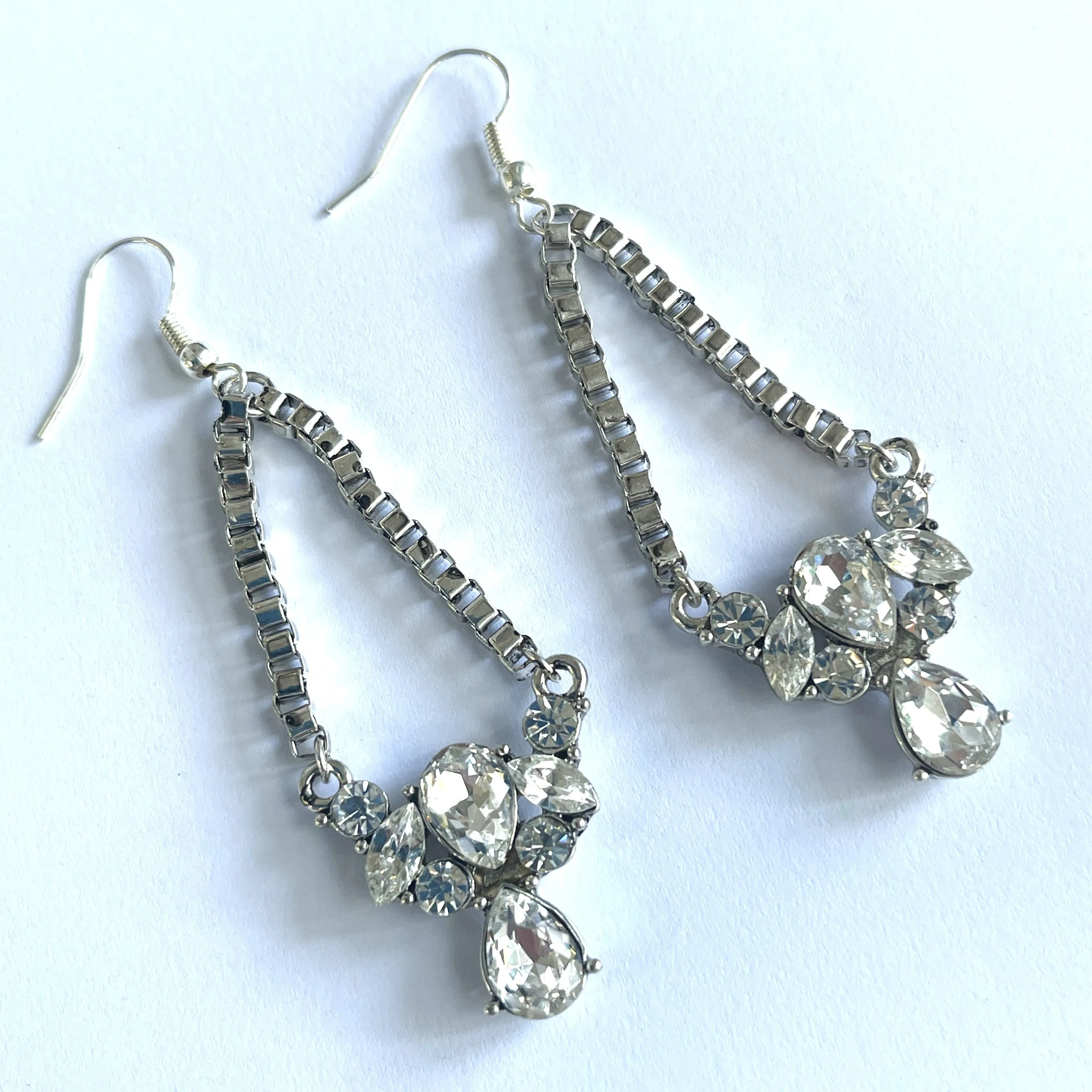 Erickson Beamon Signed Rhinestone Drop Earrings USA