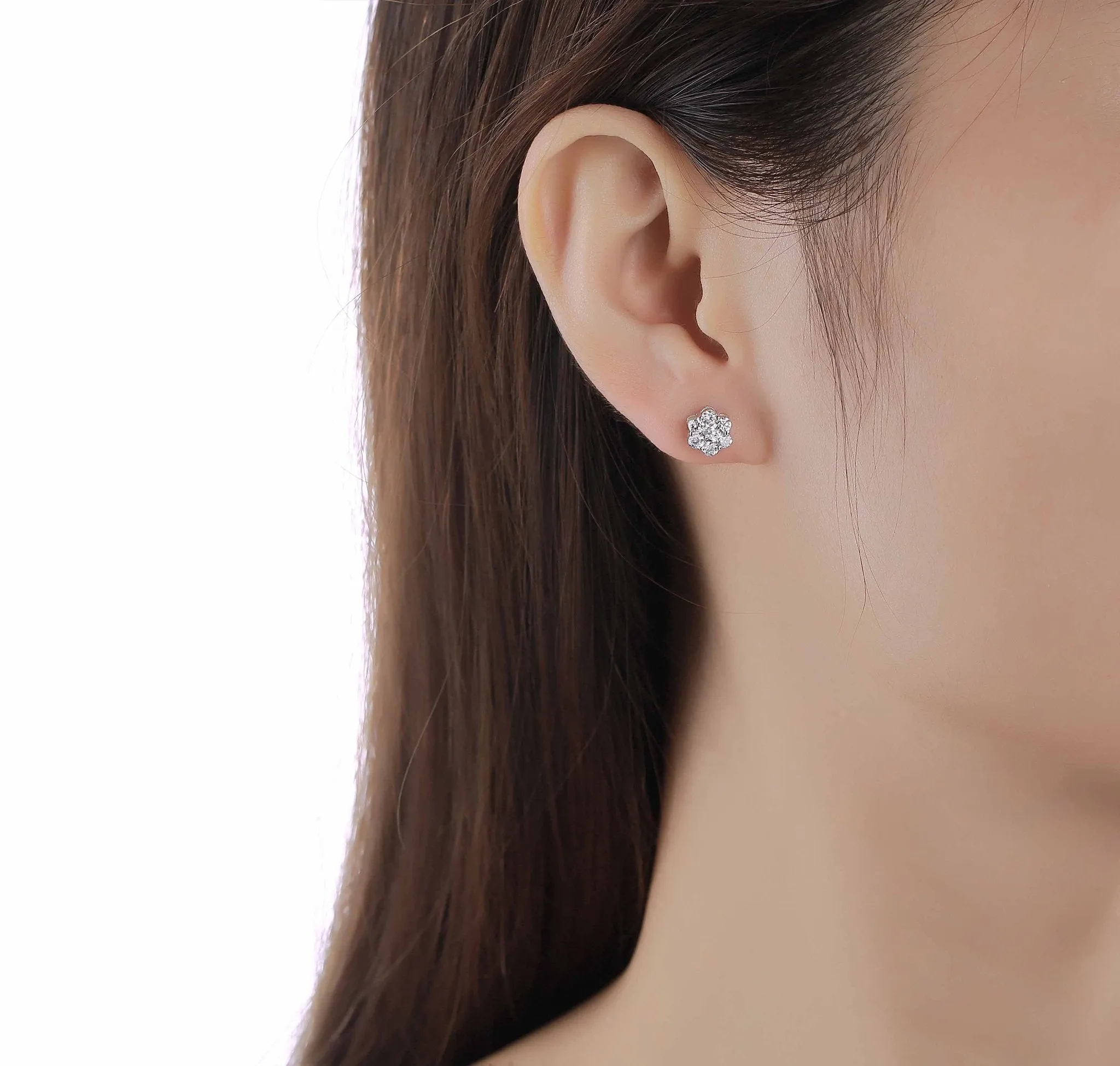 Essentials 0.80ct Cluster Flower Earrings <br> E-00115WHT