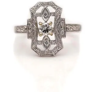 Estate North-South Old European Cut Diamond Dinner Ring