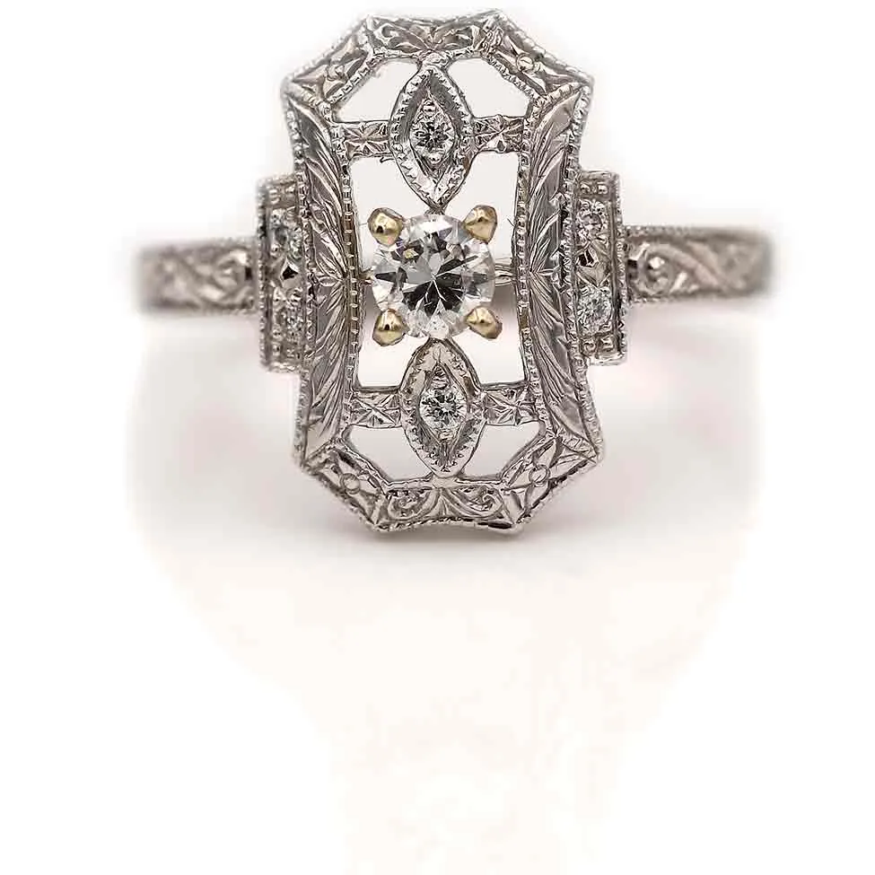 Estate North-South Old European Cut Diamond Dinner Ring