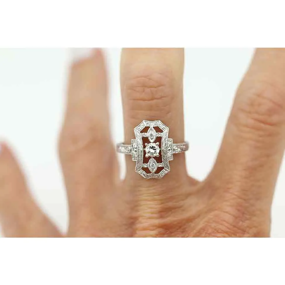 Estate North-South Old European Cut Diamond Dinner Ring