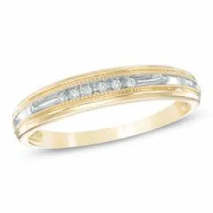 EternalDia 10K Two-Tone Gold Diamond Accent Vintage-Style Wedding Band Ring (IJ/I2I3)