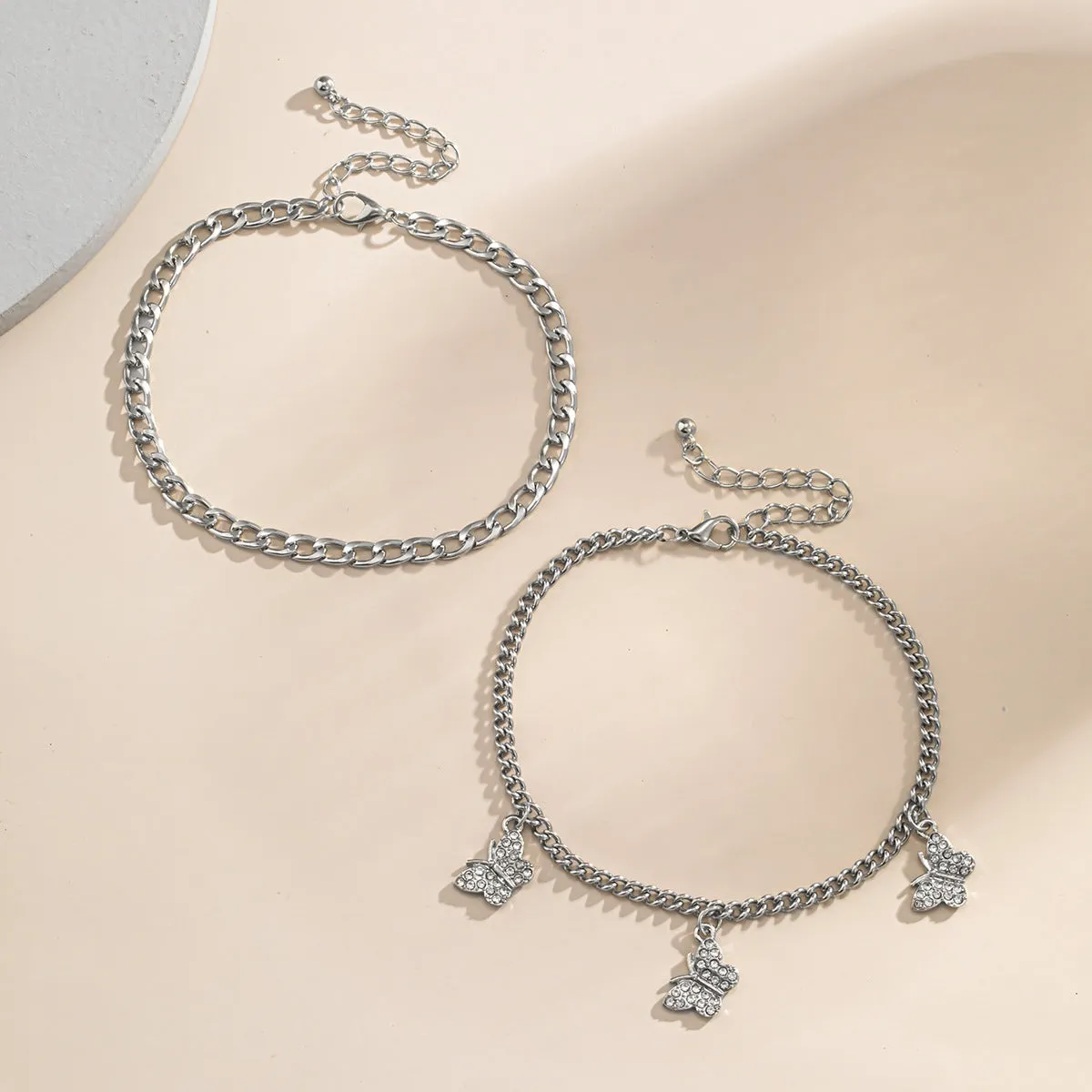 Exaggerated Geometric Alloy Butterfly Anklet Women