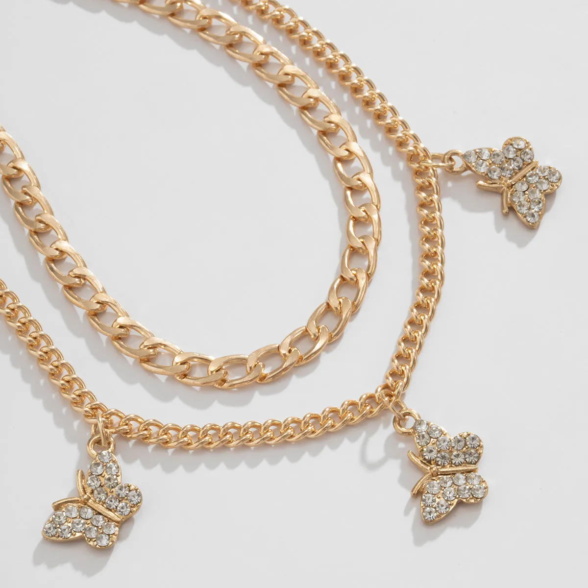 Exaggerated Geometric Alloy Butterfly Anklet Women