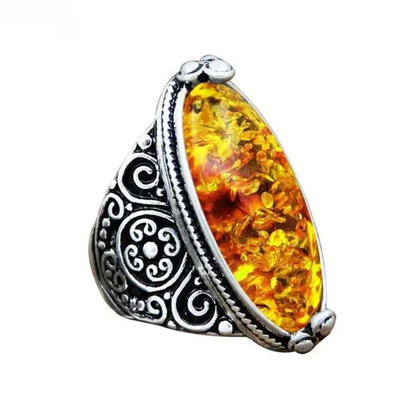 Eye Shape Synthetic Ambers Rings For Women