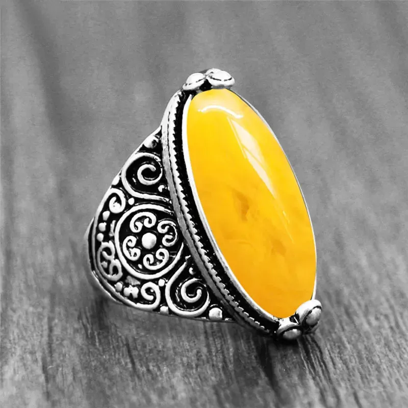 Eye Shape Synthetic Ambers Rings For Women