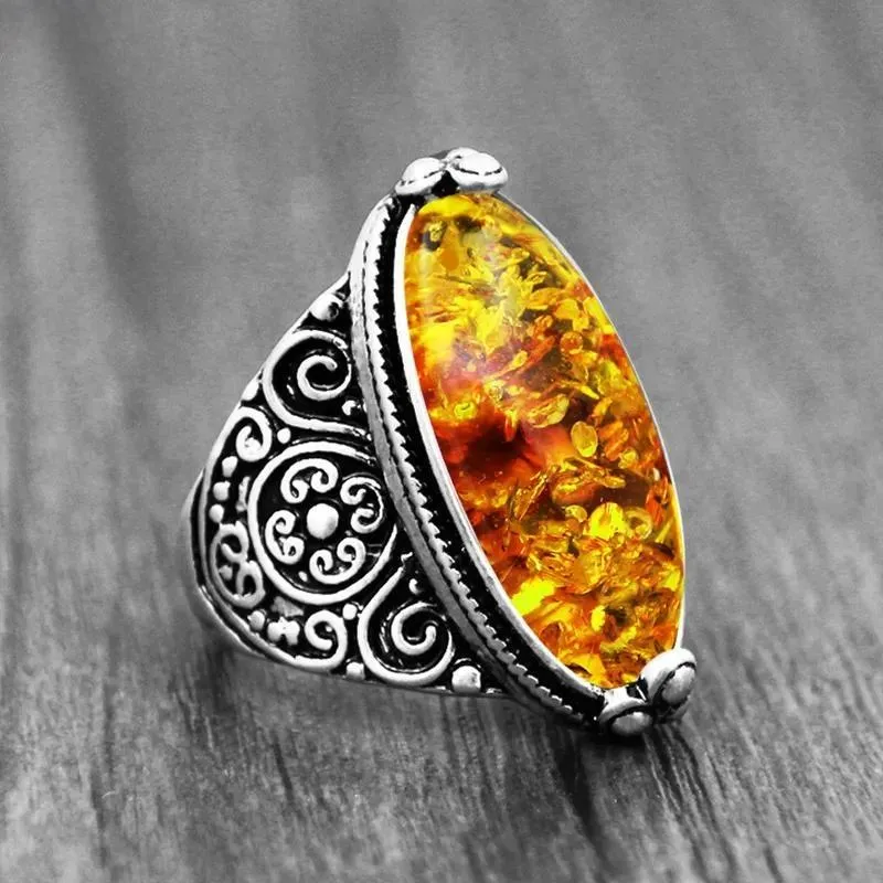 Eye Shape Synthetic Ambers Rings For Women