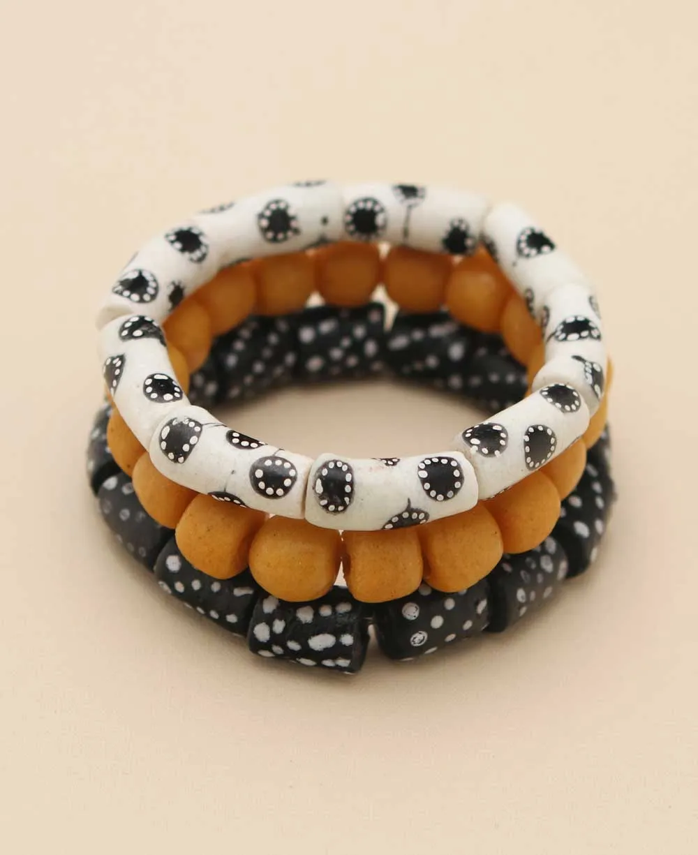 Fairtrade Modern Glass African Beaded Bracelets, Set of 3