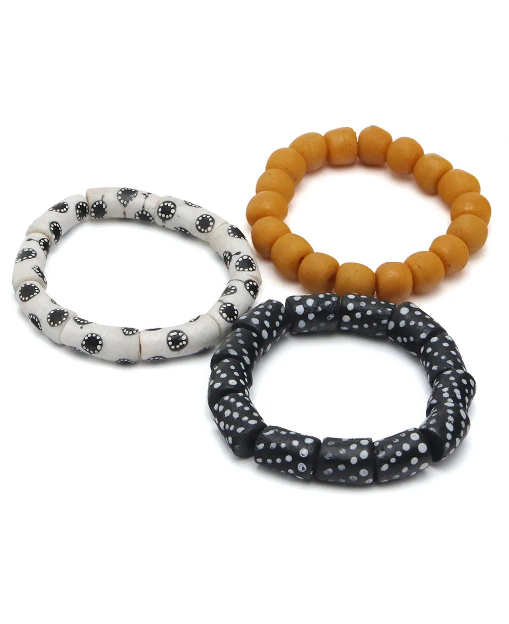 Fairtrade Modern Glass African Beaded Bracelets, Set of 3