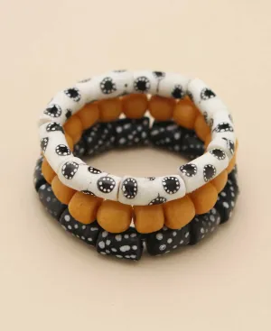 Fairtrade Modern Glass African Beaded Bracelets, Set of 3