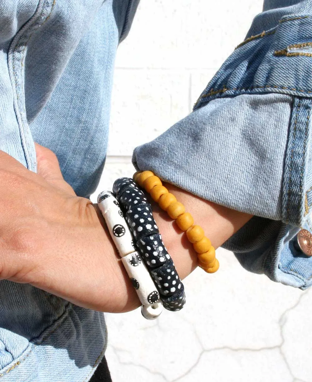 Fairtrade Modern Glass African Beaded Bracelets, Set of 3