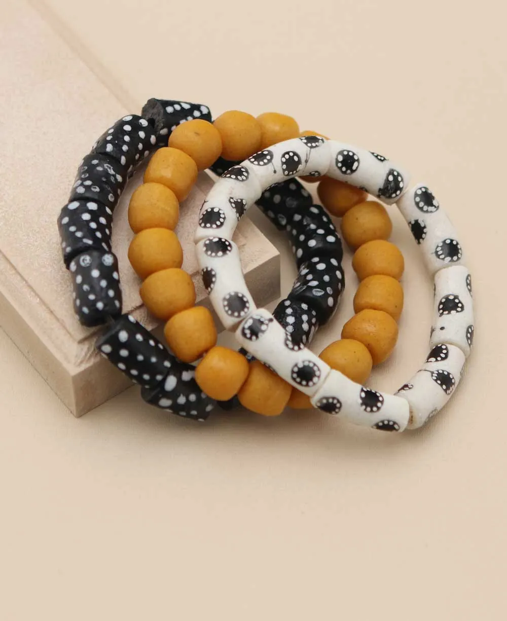 Fairtrade Modern Glass African Beaded Bracelets, Set of 3