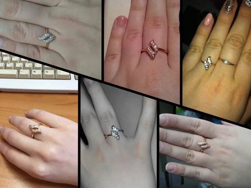 Fashion 18k Gold Plated Twisted FInger Ring for Women Snake Round White Austrian Crystal Zirconia Wedding Jewelry