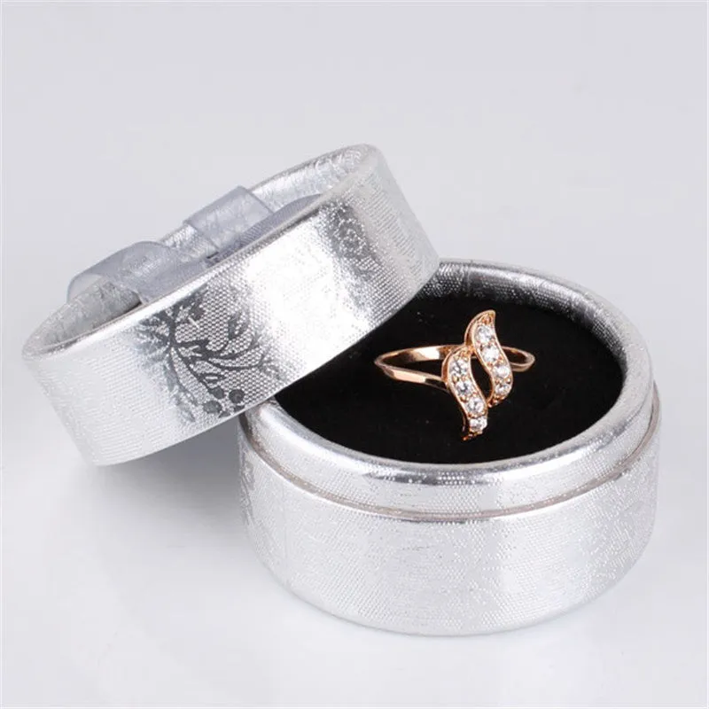 Fashion 18k Gold Plated Twisted FInger Ring for Women Snake Round White Austrian Crystal Zirconia Wedding Jewelry