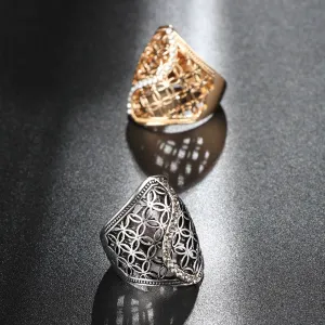 Fashion Hollow Big Ring For Women Gold Color Fine  Ring