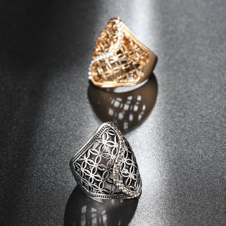 Fashion Hollow Big Ring For Women Gold Color Fine  Ring