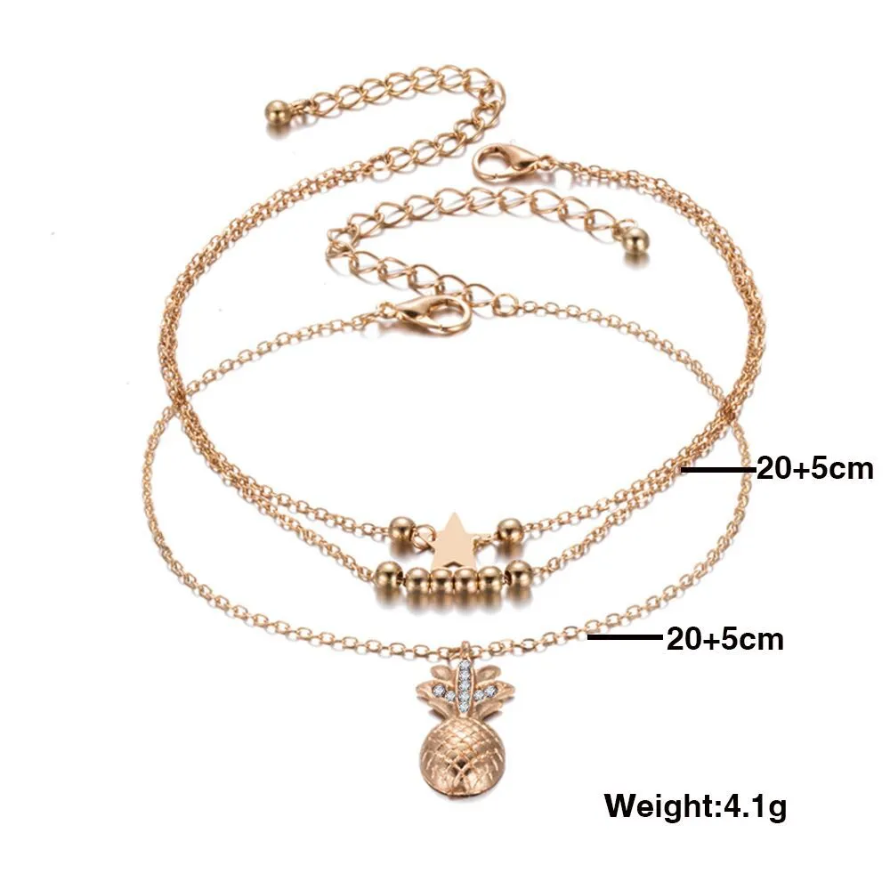 Fashion Ladies Multi-layer Medal Pendant Anklet