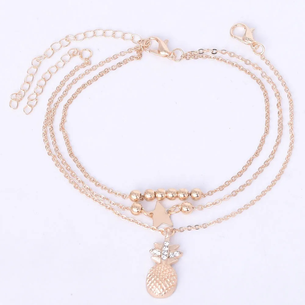 Fashion Ladies Multi-layer Medal Pendant Anklet