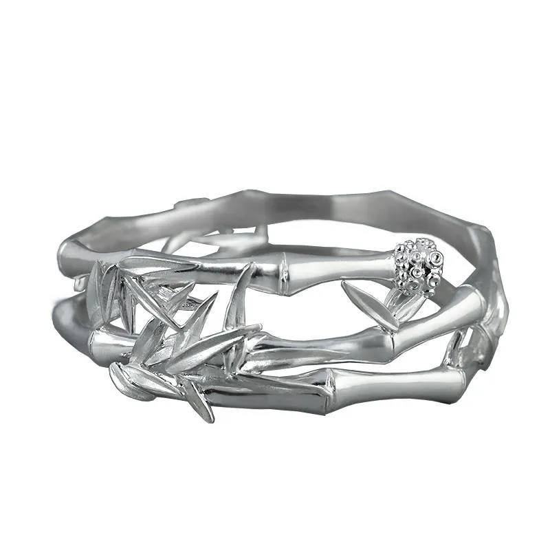 fashion retro ladies personality silver inlaid bamboo bracelet