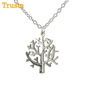 Fashion Vintage Silver Tone Tree Pendant Necklace