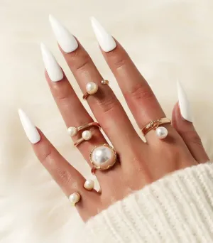 Faux Pearl Rings ( 5pcs)