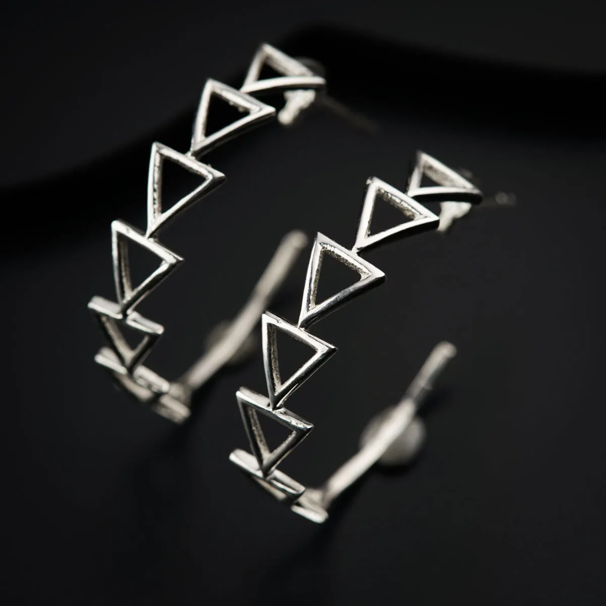 Filigree Silver Hoops (Triangle)