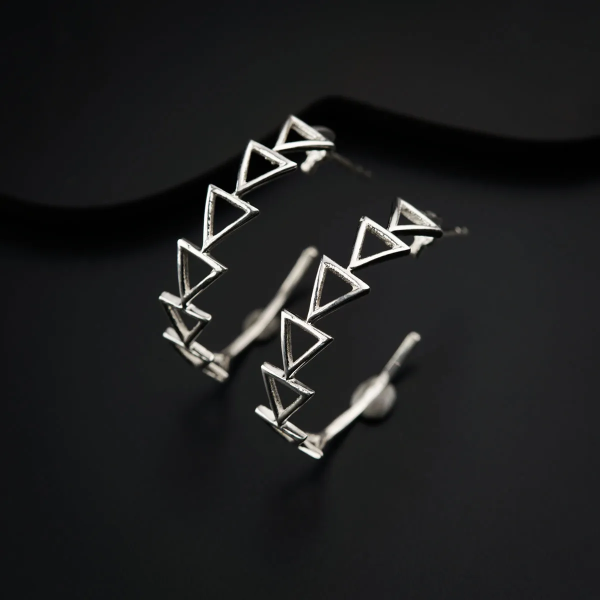 Filigree Silver Hoops (Triangle)