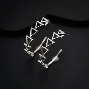 Filigree Silver Hoops (Triangle)