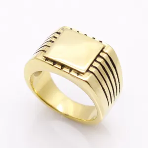 Fine Jewelry Men's High Polished Signet Solid Stainless Steel Ring 316L Stainless Steel Biker Ring For Men 18K Gold Jewelry