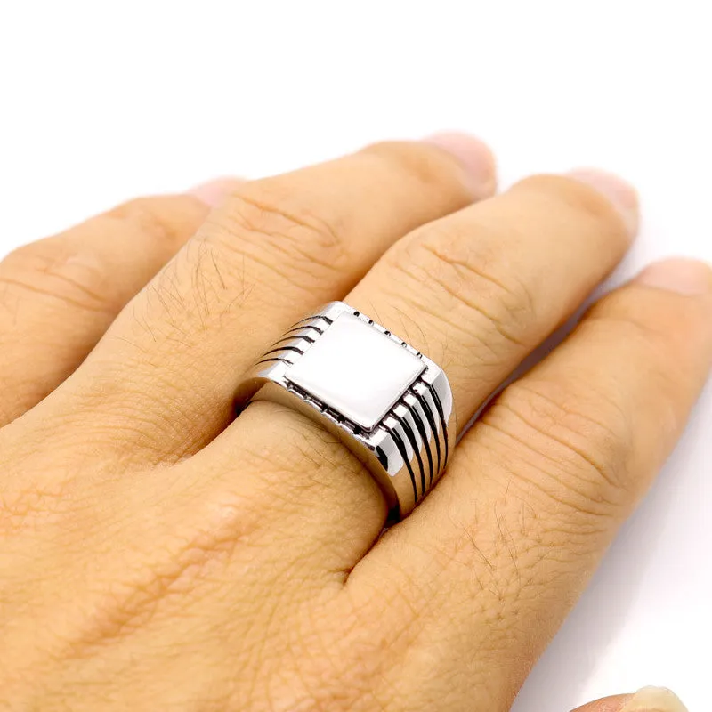 Fine Jewelry Men's High Polished Signet Solid Stainless Steel Ring 316L Stainless Steel Biker Ring For Men 18K Gold Jewelry