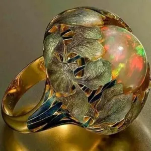 Flower Stone Opal Anel Exaggerated Personality Fabulous Anillos Ring