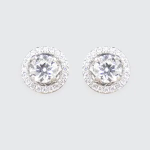 GIA D Colour 0.71ct Diamond Stud and Halo Cluster Stud in 18ct White Gold